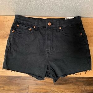 PINK HIGH-WAIST DENIM SHORTS - BLACK - SIZE 27